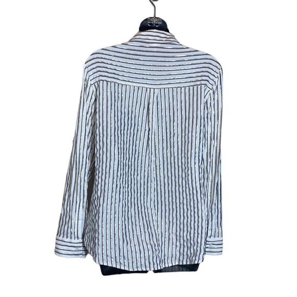 Express the portofino shirt slim large striped metallic gold white blue - Picture 5 of 7